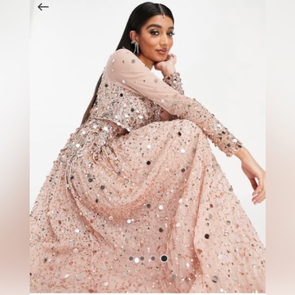 ASOS DESIGN full Sleeve Anarkali crop top Maxi dress size 12 NEW $150 - Picture 4 of 4